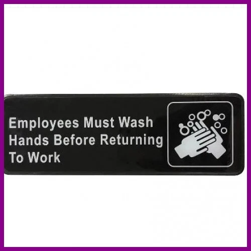 3 In. X 9 In. Plastic Employee Must Wash Hand Sign