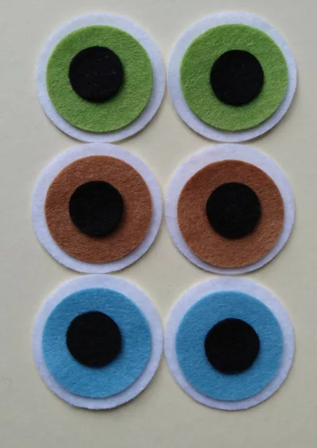 24 x FELT EYES 1.5, 2.2, 2.5cm mm Bear Doll Teddy Eyes Brown Embellishment inch1