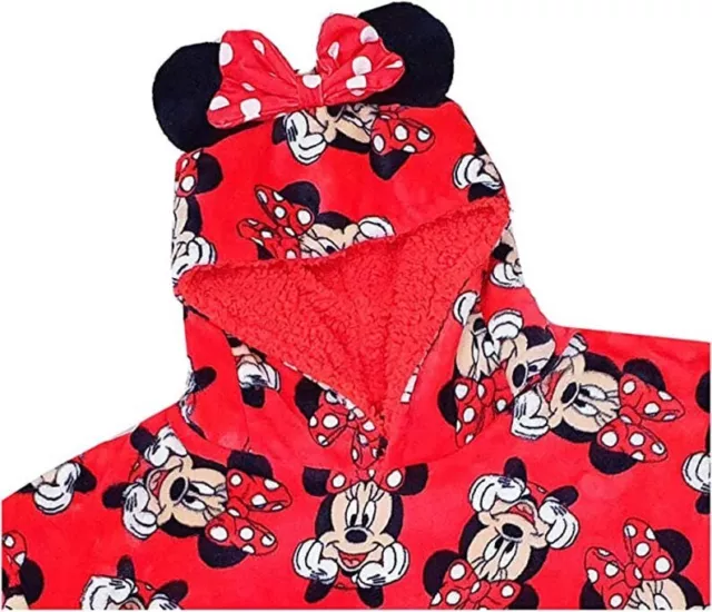 Felpa con cappuccio per ragazze Minnie topo Oodie bambini Disney taglie forti PJS Snuddie 6-13 anni 2