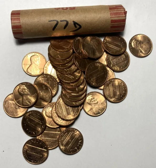 1977-D "Bu"  Lincoln Memorial Cent Penny Roll  50 Coins