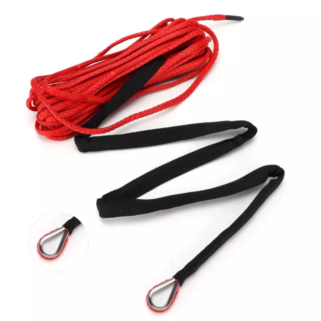 Red 15M Synthetic Rope 7700LBS Winch Cable Nylon for Smittybilt SUV Truck ATV UT
