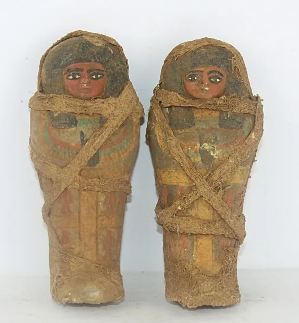 Rara antigua antigüedad egipcia 2 momificada ushabti mitología egipcia a.C.