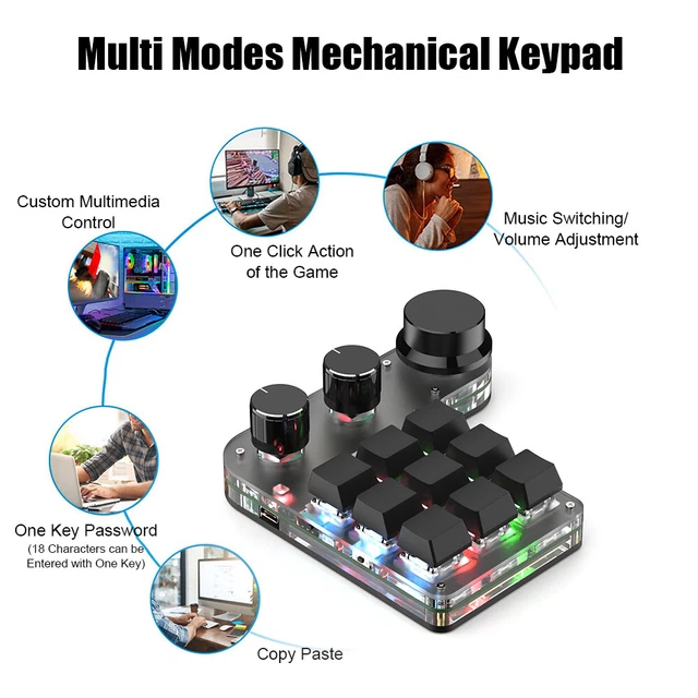 BLUETOOTH MINI 9 Key Keypad RGB Mechanical Keyboard DIY Custom USB