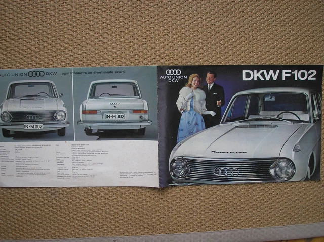 Auto Union Dkw F102 Audi Sales Brochure Depliant Prospekt Originale Italiano