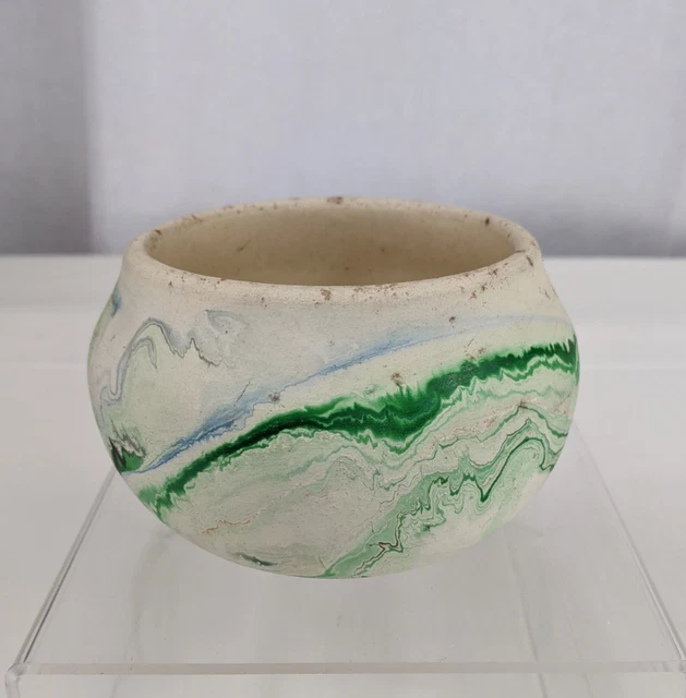 VINTAGE NEMADJI NATIVE Pottery USA Vase 5.25” Green Orange