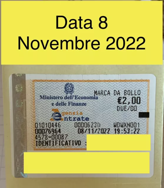 MARCA DA BOLLO DA € 2 due euro del 8 Novembre 2022 Nuova Originale