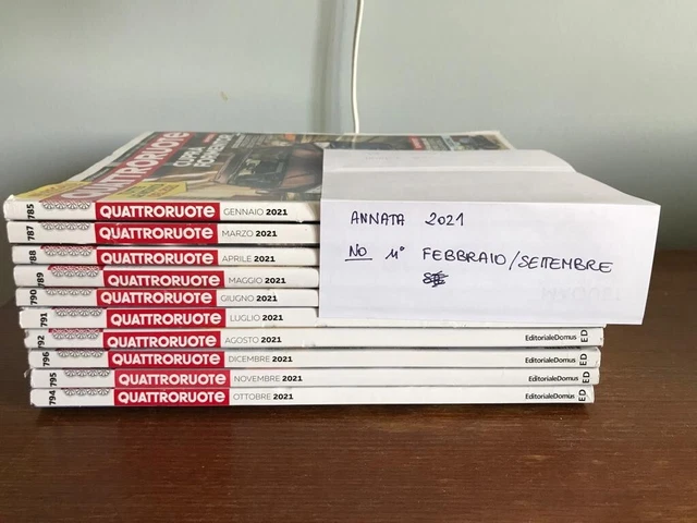 Annata 2021 quattroruote - mancano i numeri di febbraio e settembre