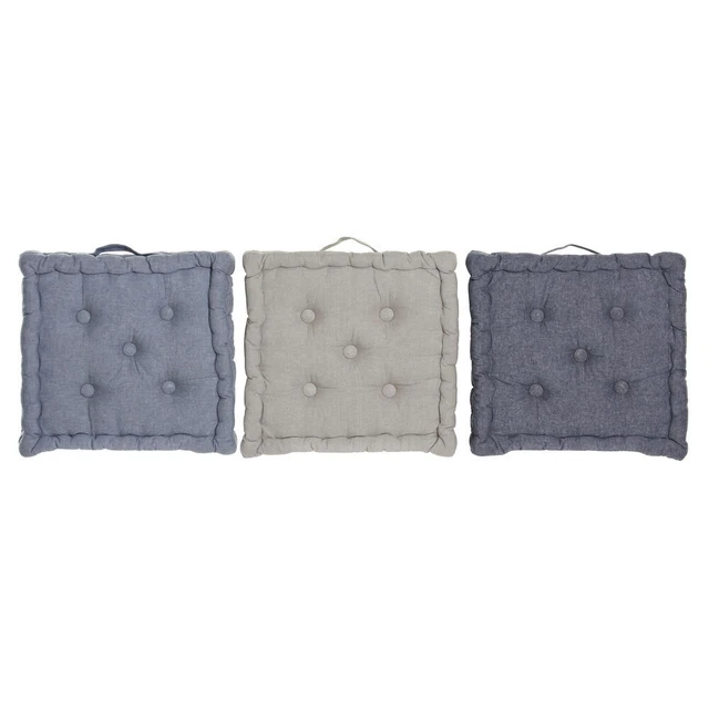 Coussin DKD Home Decor De Sol Bleu Gris Coton Blue marine (3 pcs) (38 x 38 x 8 c