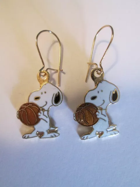 Snoopy Aviva Brand Snoopy Holding A Basketball Earrings New, Mint!