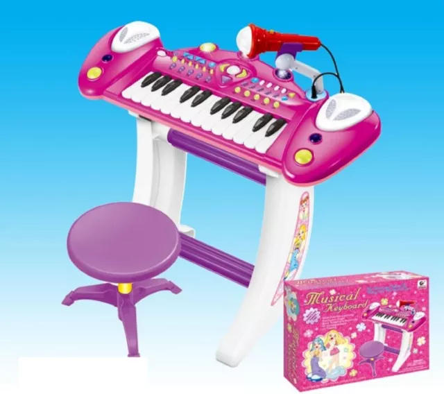 Clavier électronique 36 touches pour enfants piano avec support microphone, tabouret