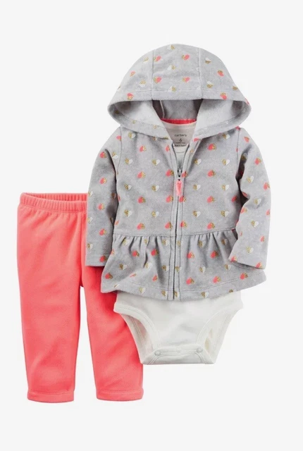 Carter's Baby Girl 3 Piece Hooded Jacket Bodysuit Pants Set Newborn