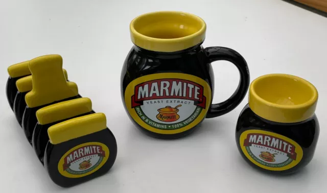 Ceramic Marmite Mug / Toast Rack/Holder & Egg Cup