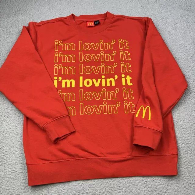 MCDONALDS Sweatshirt Womens Large Red Crewneck Lovin It Sweater Fast Food