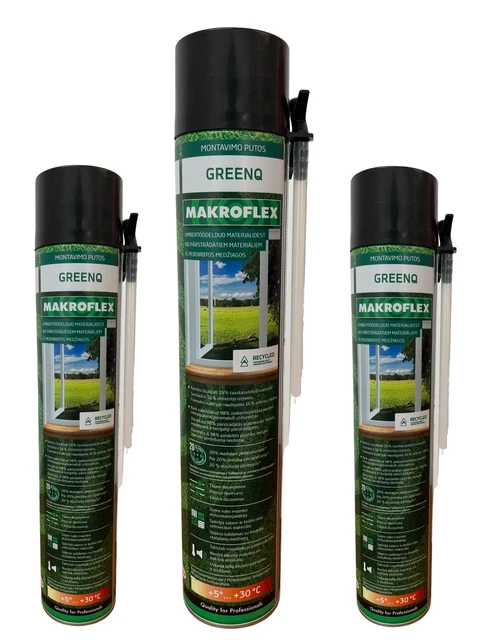 3x espuma de PU Macroflex GreenQ espuma de construcción espuma de montaje espuma de pistola gris 750 ml