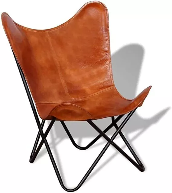 Leather Living Room Chairs-Butterfly Chair Brown Leather Butterfly Chair-Handmad