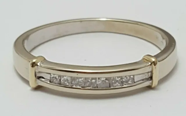Beautiful 14K Karat Solid Two Tone Multi Tone Gold Diamond Wedding Band Ring