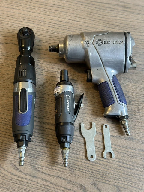 Kobalt Air Tools Kit 1/2” Air Gun SGY-AIR134TZ, 3/8” Air Ratchet And Air Grinder