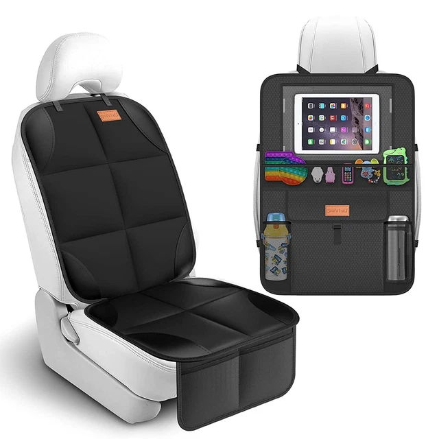 SMART ELF Car Seat Protector + Backseat Car Organizer Kick Mat, Large & Waterpro