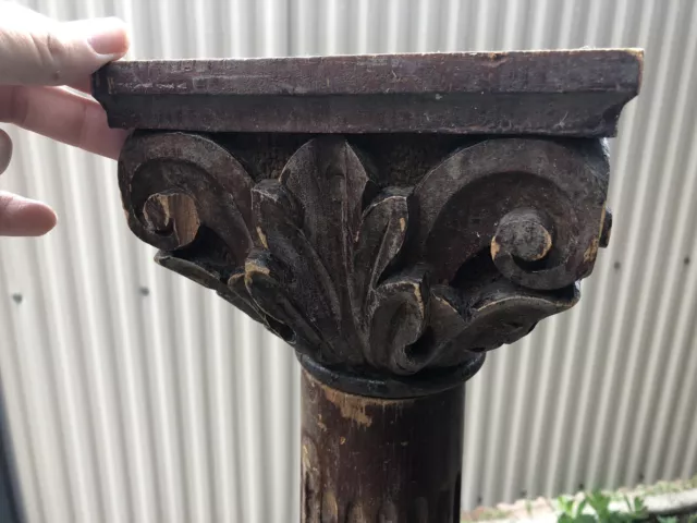 Antique 57 3/8” Ornate Wood Post Column, Railing Staircase 2