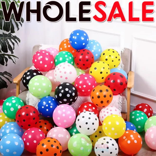 12" Polka Dot Balloons Spotty Printed Latex Party Ballons Plain Baloons Decor UK