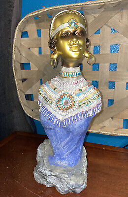 African Woman Bust Art Sculpture Figurine Statue Home Decor