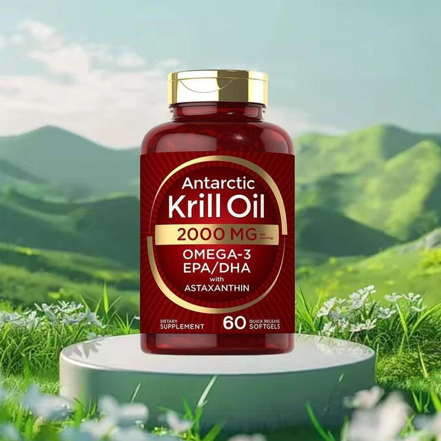 Huile De Krill Antarctique - 2000 Mg - Avec Oméga-3, EPA, DHA, Astaxanthine - Neuf