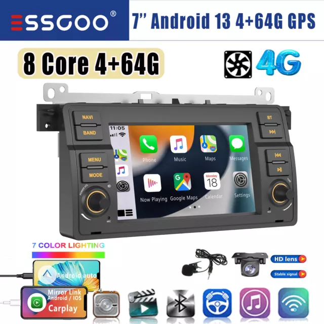 4+64G Autoradio Für BMW 3er E46 M3 Rover 75 MGZT Carplay Android 13 NAVI RDS KAM