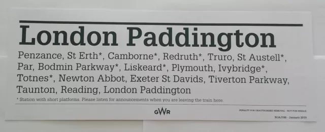 GREAT WESTERN RAILWAY WINDOW LABEL GWR Penzance-London Paddington Express Train