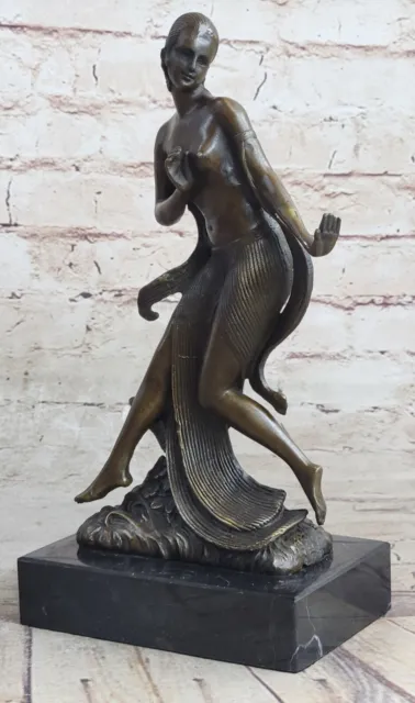 Austriaco Vienna Art Deco Bronzo Figura Descomps Nude Ballerina Scultura Statua