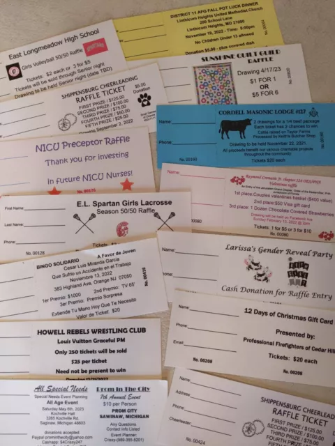 Custom Printed Raffle Tickets, Numbered And Perforated, Cardstock 2