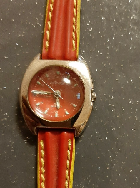 Montre Ancienne Femme SHIVAS - Bracelet Cuir Noir, à Restaurer (pile à Changer)