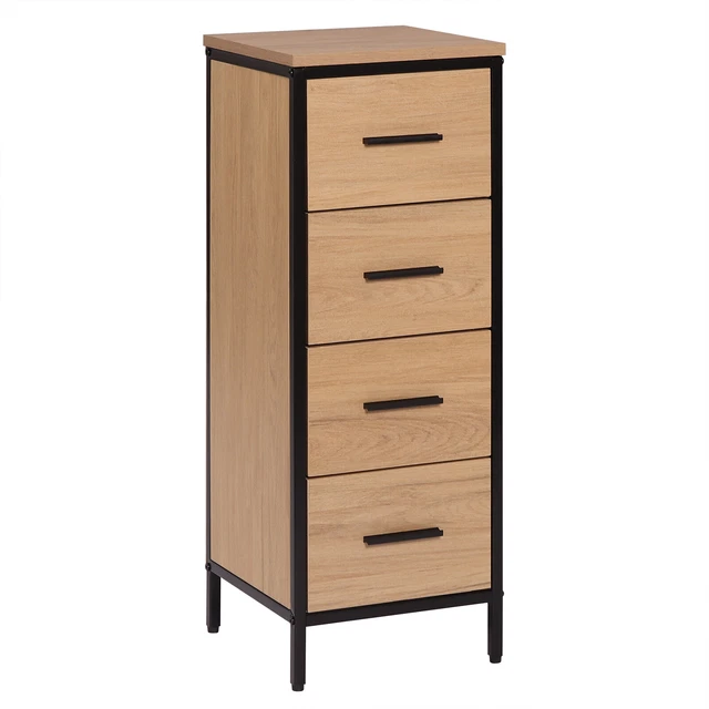 Kleiner Badezimmerschrank 56x30x82 Mondeer Badezimmerschrank Mit 4 Schubladen & Lamellentür - 56x30x82cm Weiß Badezimmerschrank Schmal