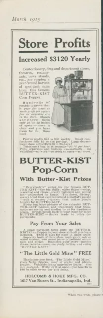 1915 Butter Kist Pop Corn Popper Machine Little Gold Mine Stores Print Ad CO5