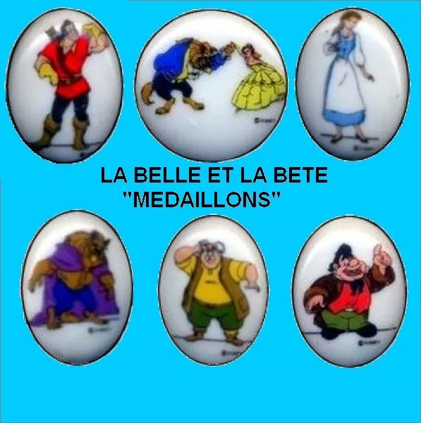 Serie Complete De Feves La Belle Et La Bete Medaillons   -Disney