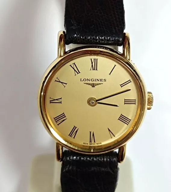 LONGINES WATCH MANUAL 23.5mm Women's Gold Dial Swiss Made Round Vintage ...