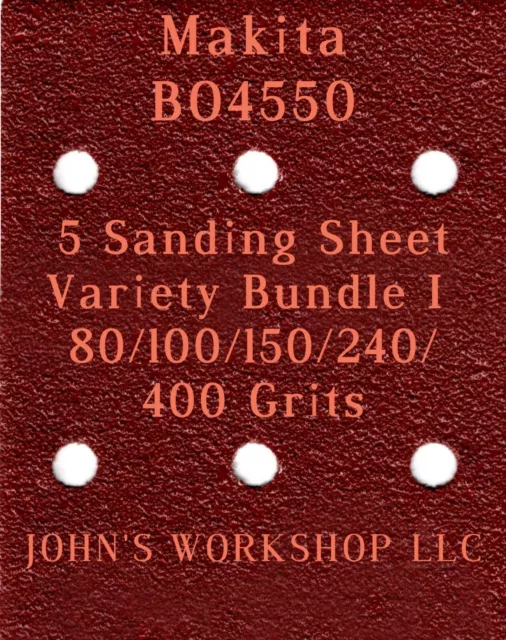 Makita BO4550 - 80/100/150/240/400 Grits - 5 Sandpaper Variety Bundle I