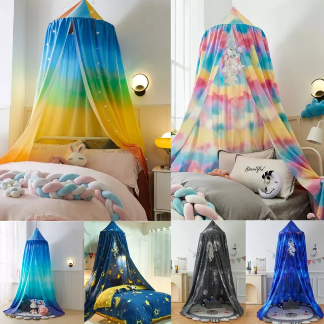 Rainbow Color Kids Canopy Mosquito Net Bedcover Baby Bed Room Dome Tent Bedding