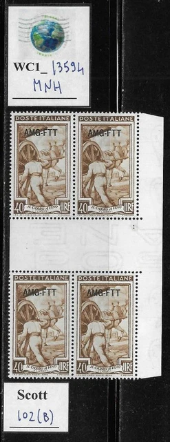 WC1_13594. ITALY TRIESTE FTT Pair 40 L gutter pair 1950 ITALY @ WORK Sc 102. MNH