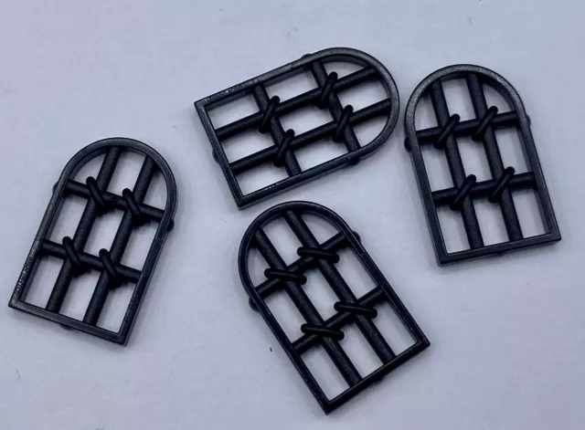 Lego Parts(4) Black Pane for Window 1 x 2 x 2 2/3 Twisted Bar Round Top No 30045