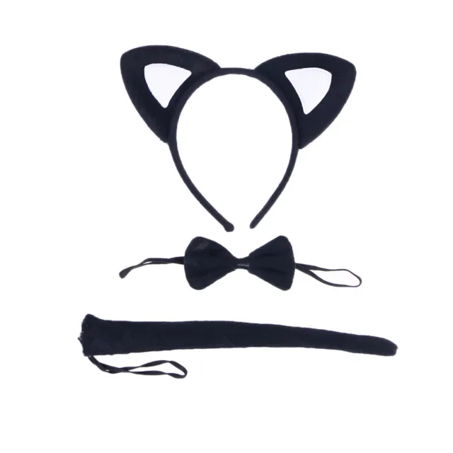 3 Pcs Katzenohren Haarband Kätzchen Stirnband Katzen-Cosplay-Bowknot-Krawatte