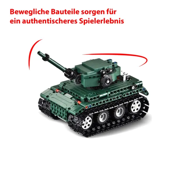 RC ferngesteuerter Panzer Tiger I aus Bausteinen mit Fernbedienung,Auto Fahrzeug 3