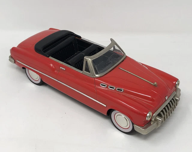 VINTAGE 50'S FIFTIES Red Metal Tin Friction Convertible Model Car Made
