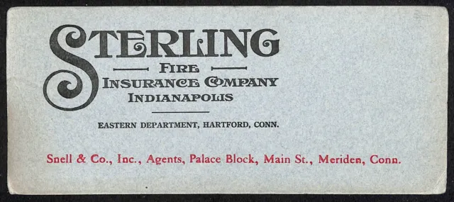 Scarce c1910's Ink Blotter Sterling Fire Insurance Co. Snell & Co. Meriden, CONN