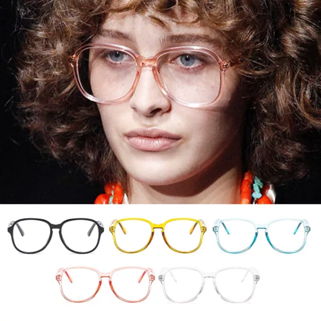 Large Oversized Retro Vintage Classic Clear Transparent Glasses Frame HD Lens