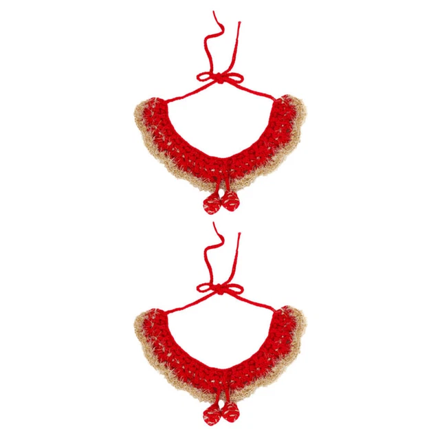 2 piezas Ropa de tejido para gatos mascotas Gato Collar de tejido Accesorios Ajustables