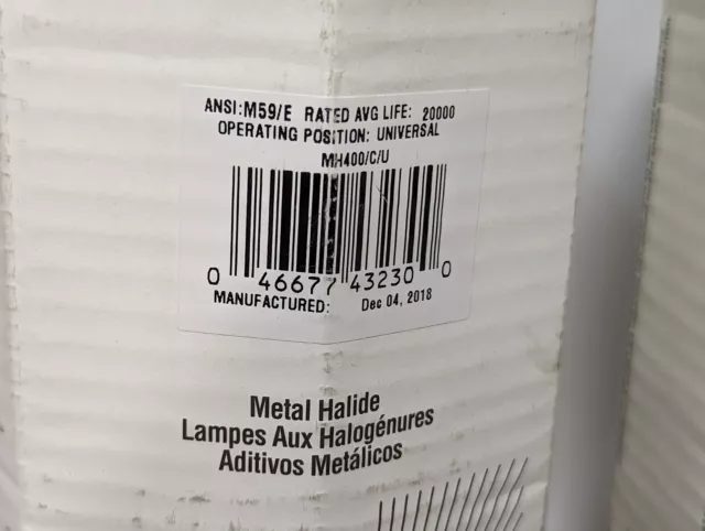 Lot of 2 Phillips MH400/C/U metal halide bulbs, 400W 2