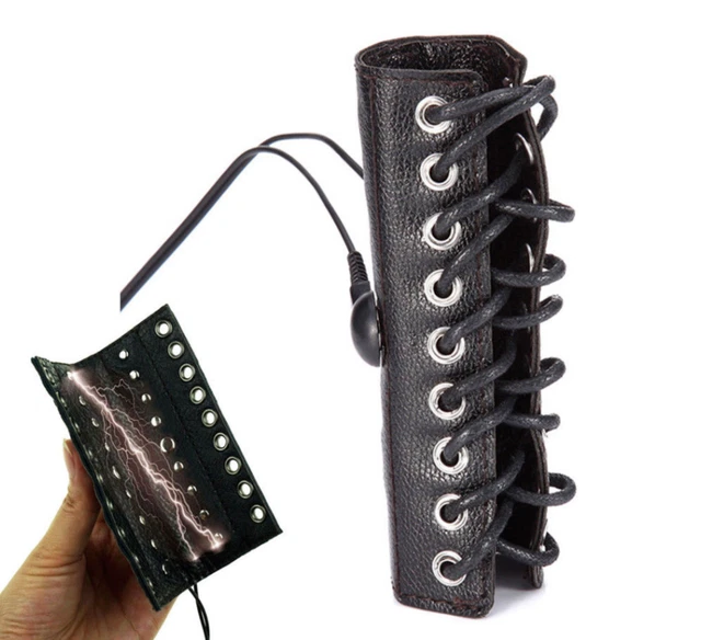 Electr0Sex Estim Tens Conductive Faux Leather Male Harness Sleeve & Leads.uk!