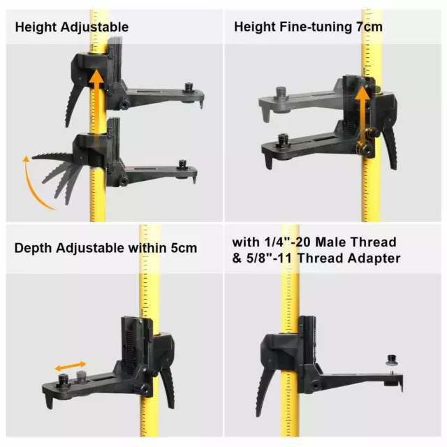 Tripod 12 Ft/3.7m Adjustable Telescoping Pole for Rotary and Line Lasers level 3