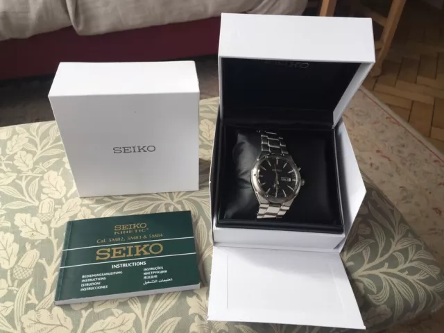 SEIKO KINETIC WATCH Model 5M83-0AC0 BLUE face, in box, with spare links,  manual £ - PicClick UK