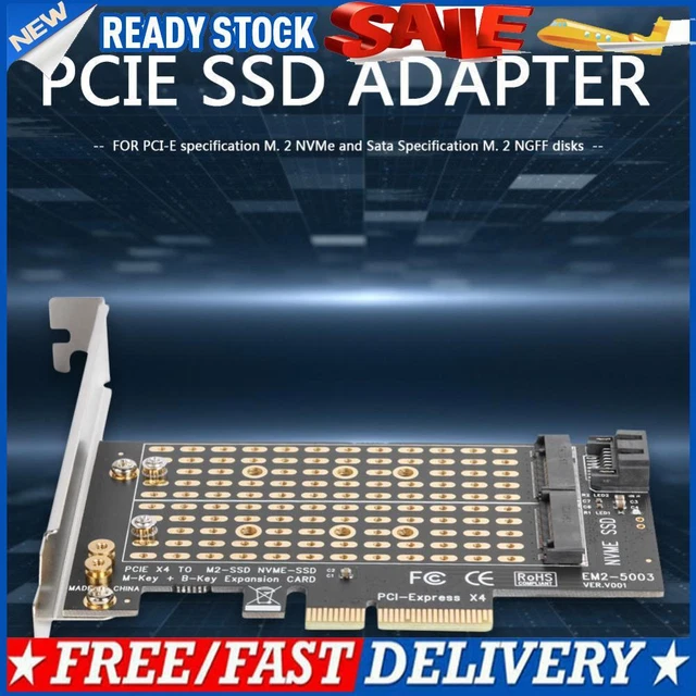 M+B Key M.2 NVME SSD to PCIE SATA Adapter Expansion Card for 2230 2242 2260 2280